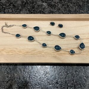 Blue/green and Silver Jewelry Set